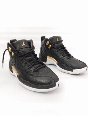Air Jordan 12 Retro Royalty Black Gold Sneakers Women's Size 7.5 AO6068-007